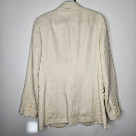 Massimo Dutti 100% Linen Blazer Sz 6 Off White Cream  Ecru Oversize - Picture 11 of 13